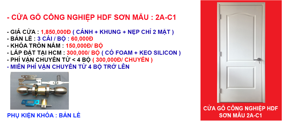 Giá cửa gỗ công nghiệp HDF sơn NC