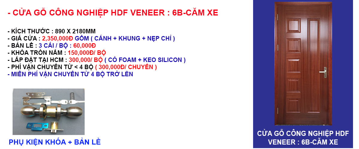 Giá cửa gỗ công nghiệp hdf phủ veneer