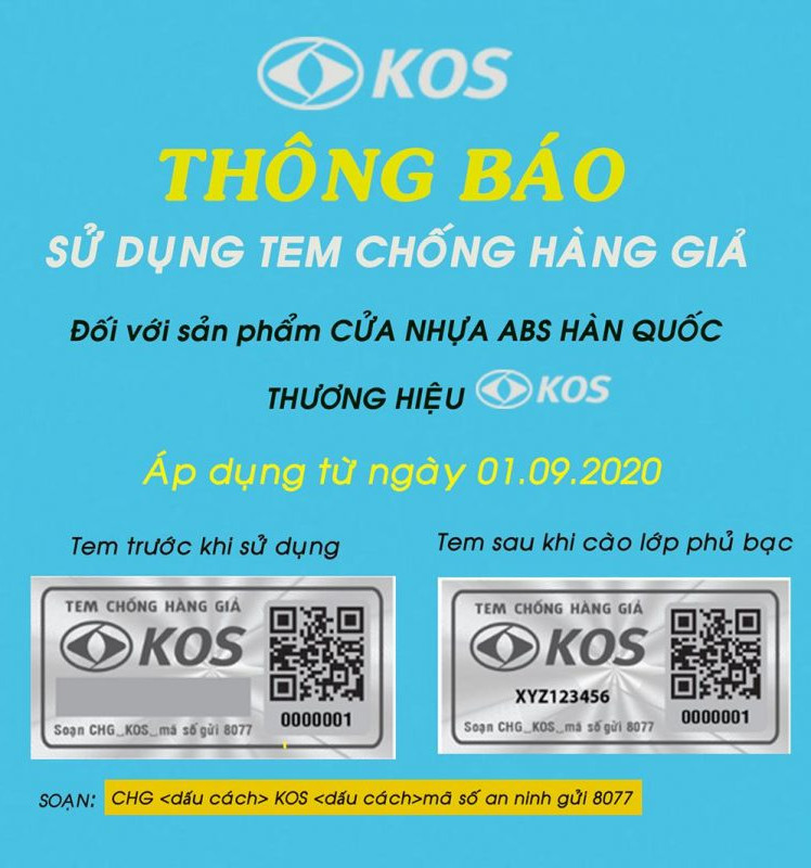Cửa nhựa ABS Hàn Quốc Kos mẫu mã đẹp 