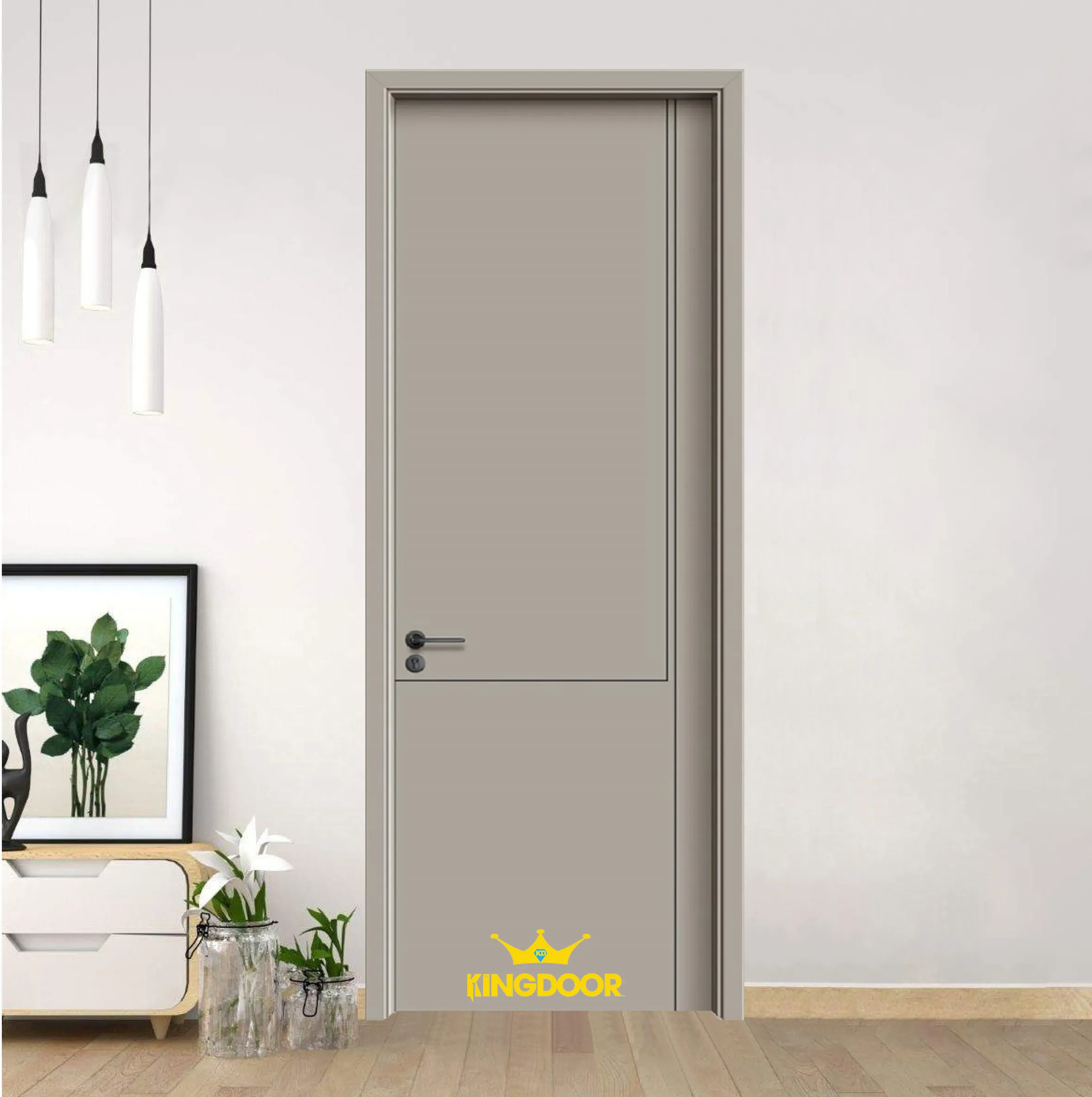 Cửa gỗ carbon LT-017 - Tro đá