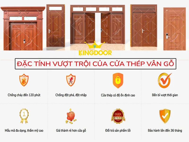 Ưu điểm cửa thép vân gỗ