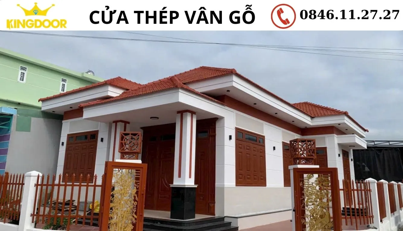 Giá cửa thép vân gỗ tại Tân Bình | Mẫu cửa chính 4 cánh đẹp