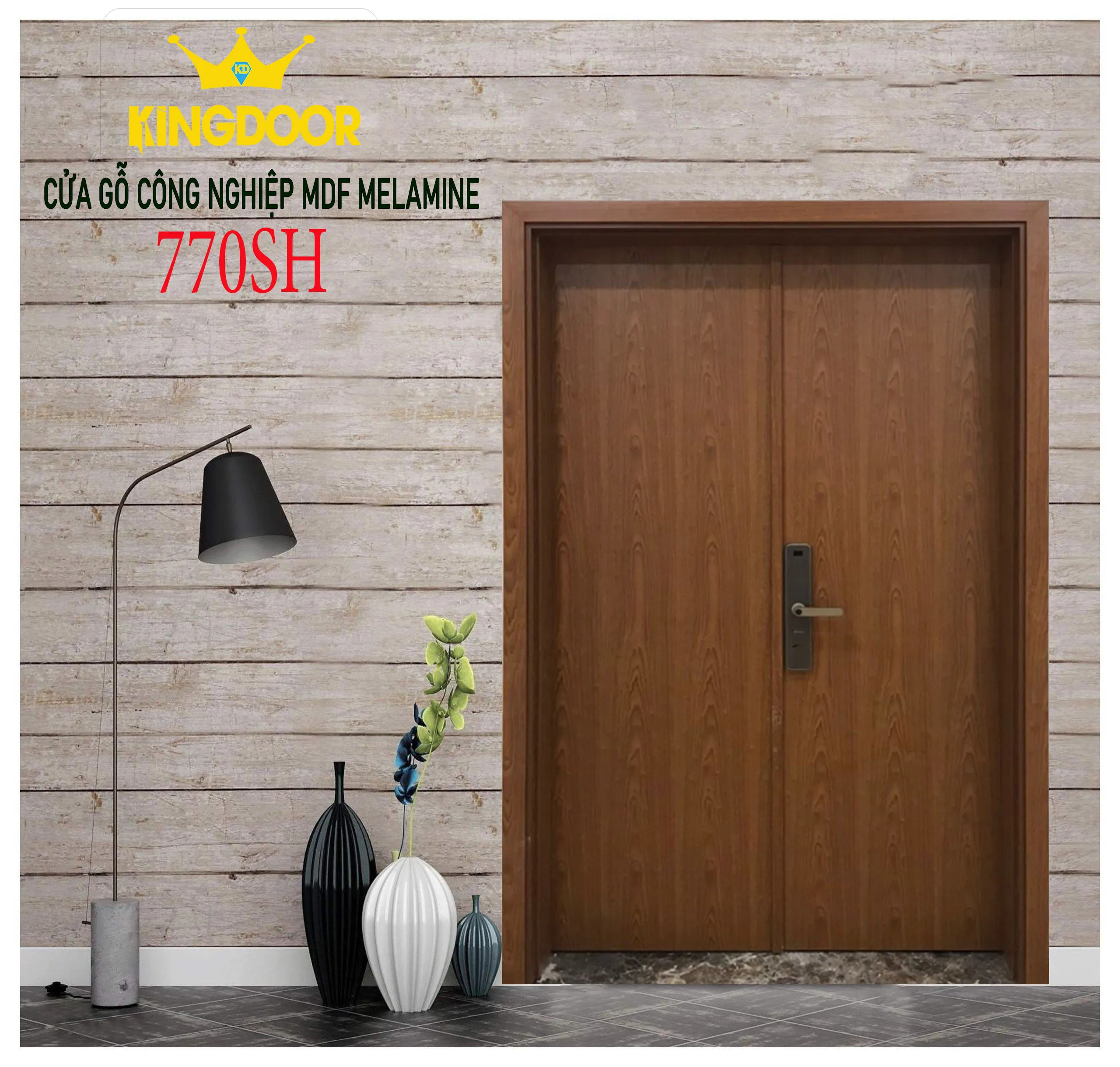 Cửa gỗ công nghiệp MDF phủ melamine KD-707 SH
