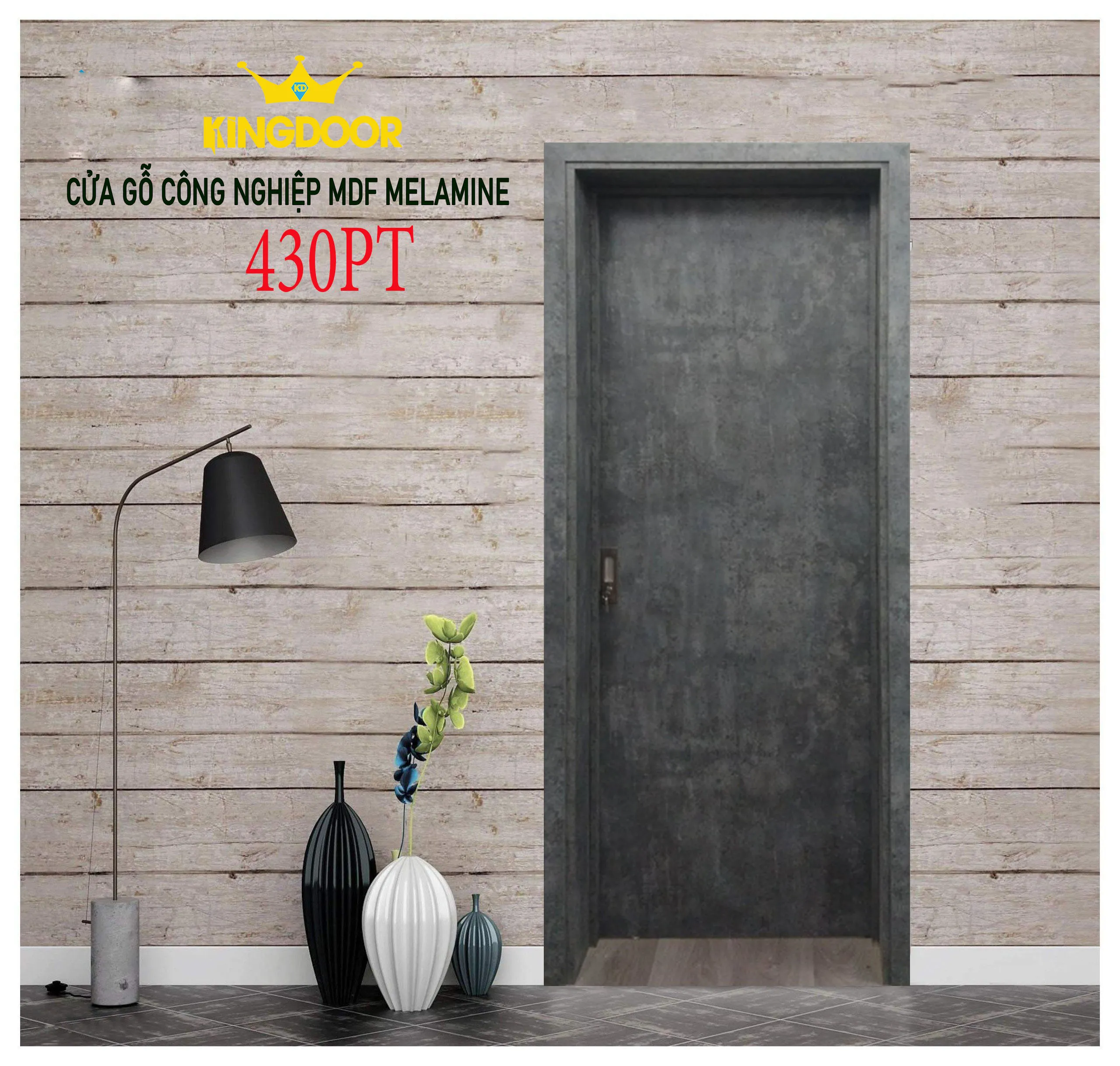 Cửa gỗ công nghiệp MDF phủ melamine KD.P-430PT